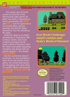 Dr. Jekyll and Mr. Hyde (USA) box cover back